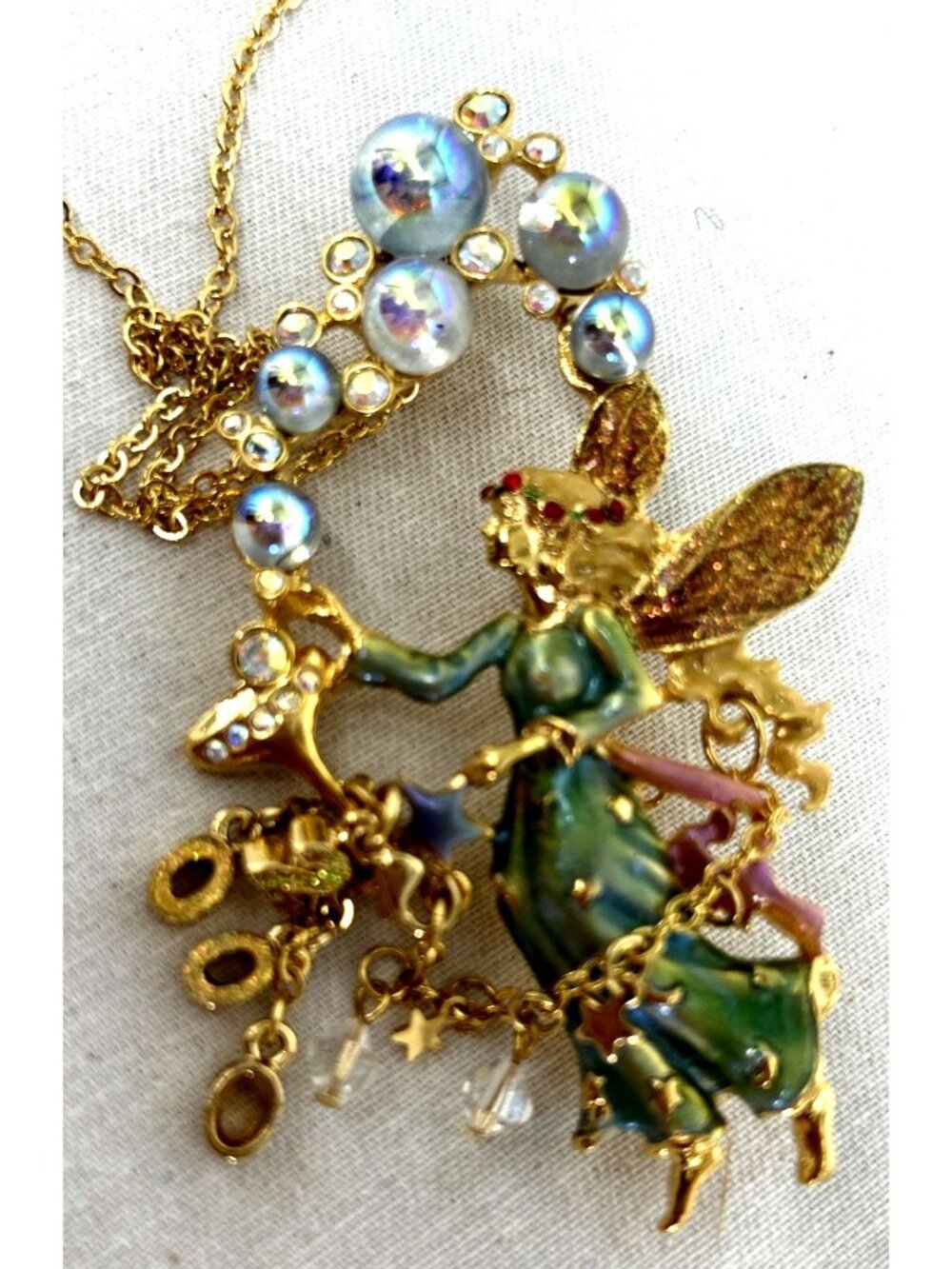 Kirks Folly Necklace Brooch Fairy Champagne Bubbles Millennium Edition 2000 26" - Picture 4 of 6